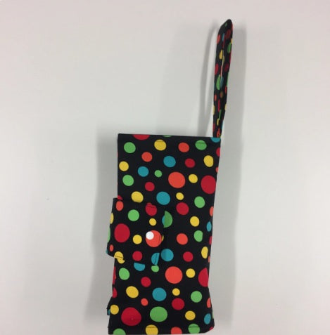 Nappy Wallet – Black with Colourful Dots