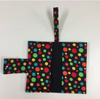 Nappy Wallet – Black with Colourful Dots