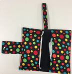 Nappy Wallet – Black with Colourful Dots