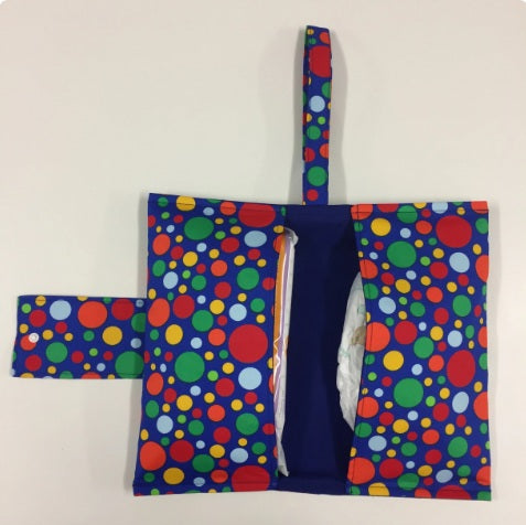 Nappy Wallet – Blue with Colourful Dots