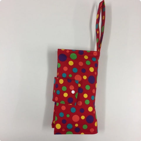 Nappy Wallet – Red with Colourful Dots