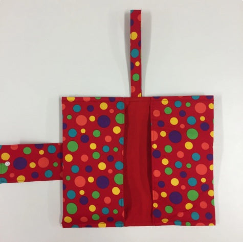Nappy Wallet – Red with Colourful Dots