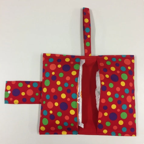 Nappy Wallet – Red with Colourful Dots