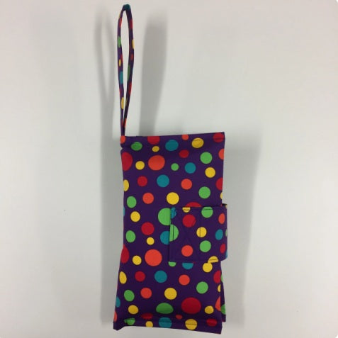 Nappy Wallet – Purple with Colourful Dots