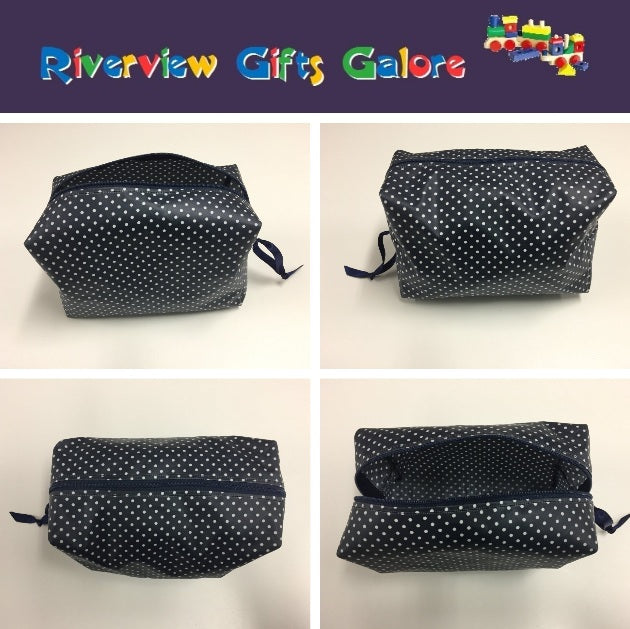 Wash Bag - Boxed - Navy Spot