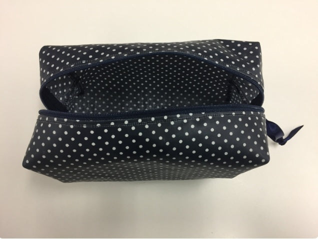 Wash Bag - Boxed - Navy Spot