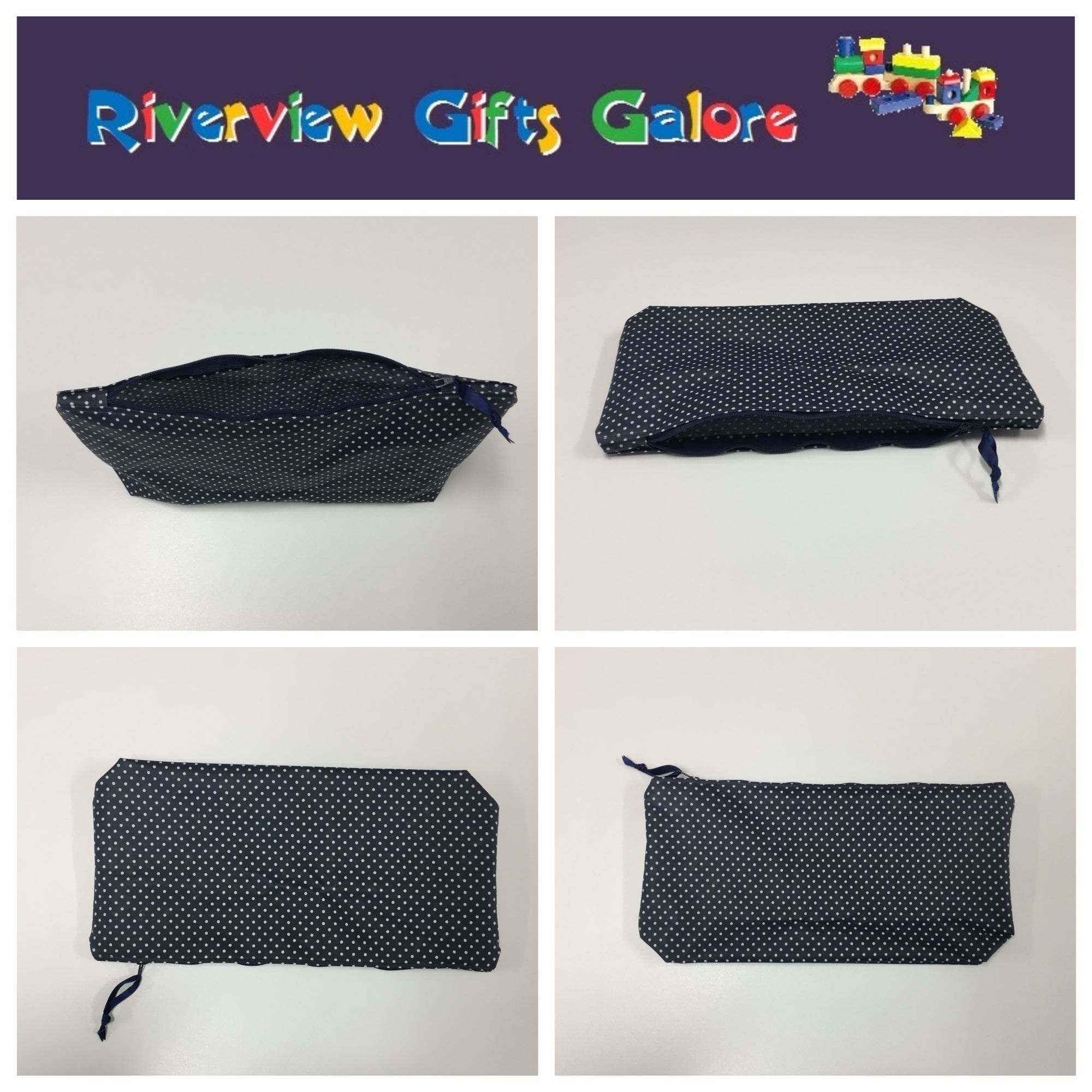 Wash Bag - Large - Navy Spot
