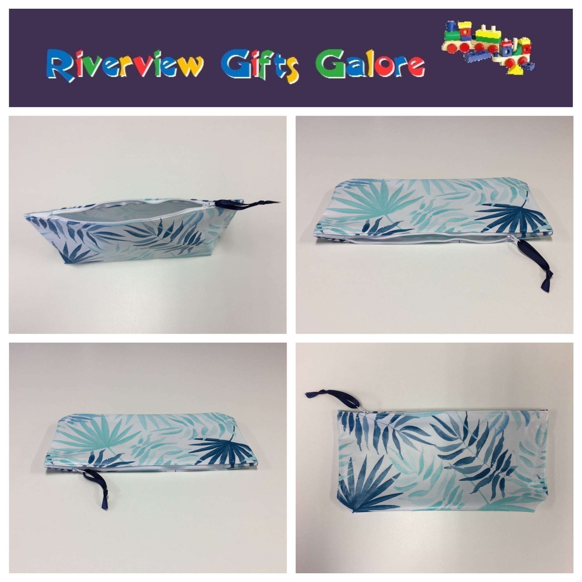 Wash Bag - Large - Blue Ferns