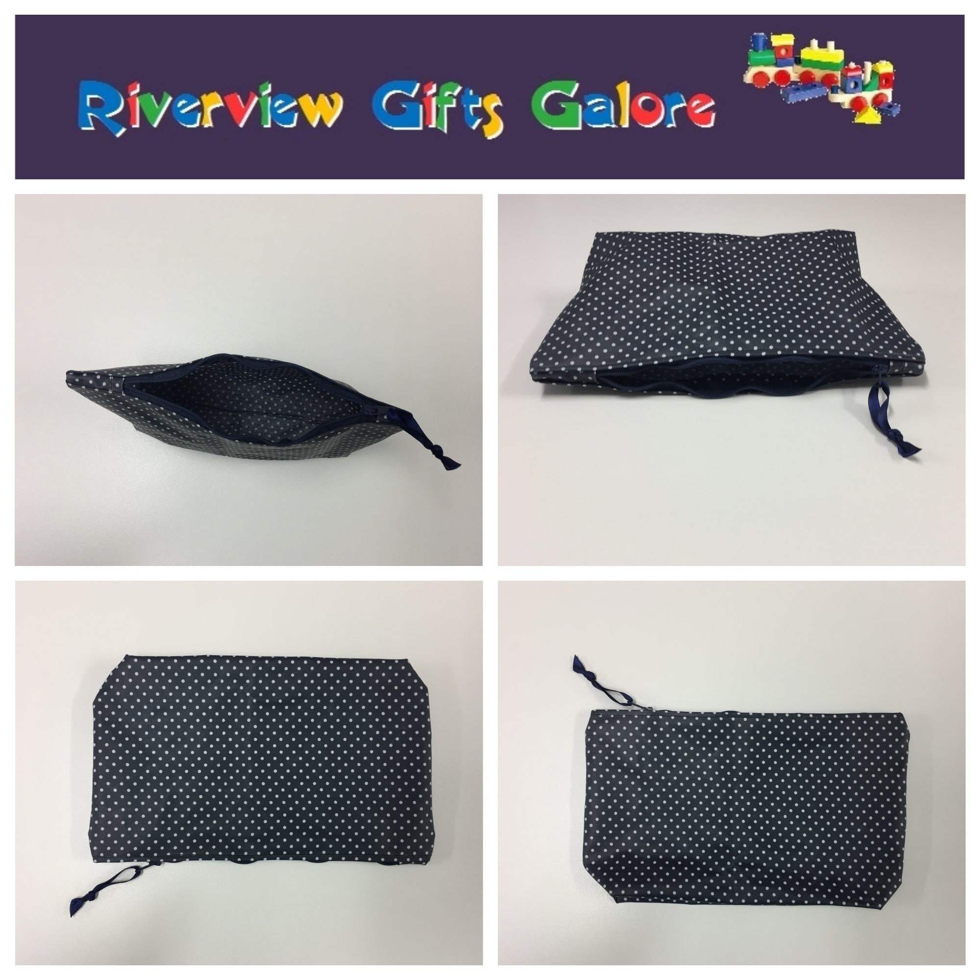 Wash Bag - Medium - Navy Spot