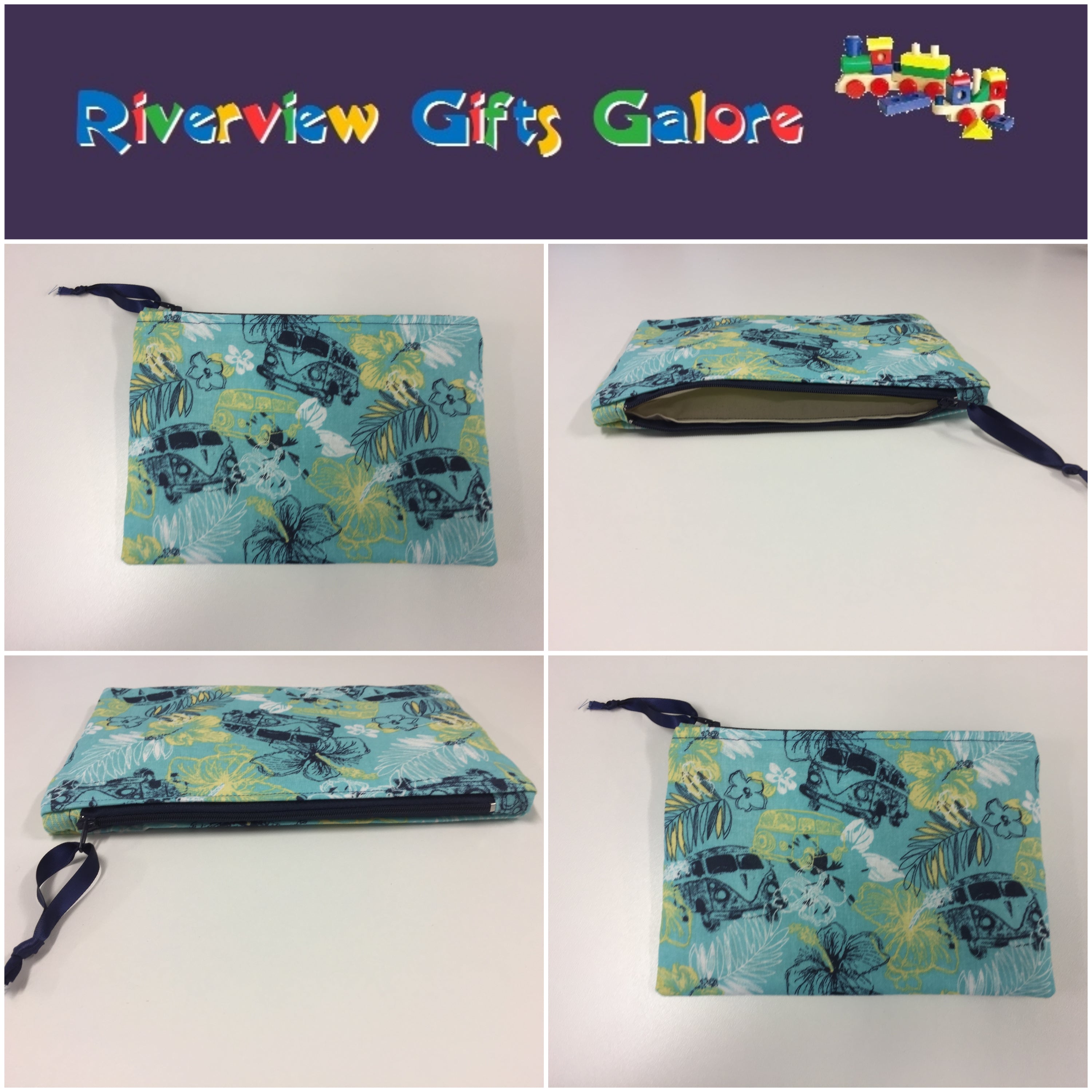 Zip Clutch - Hibiscus Combi Blue