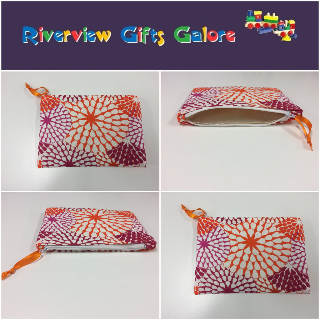 Zip Clutch - Crimson Orange Pattern