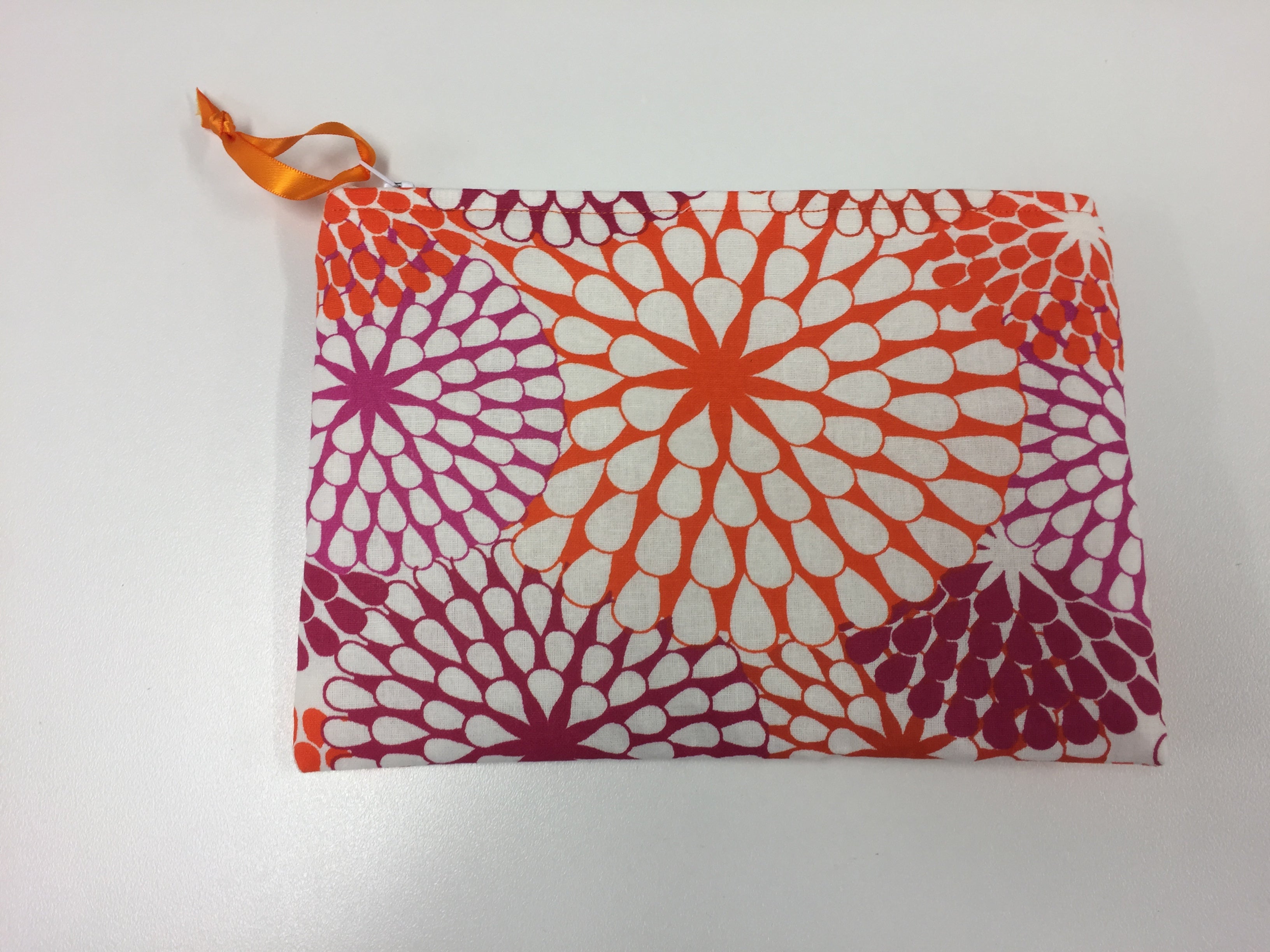 Zip Clutch - Crimson Orange Pattern