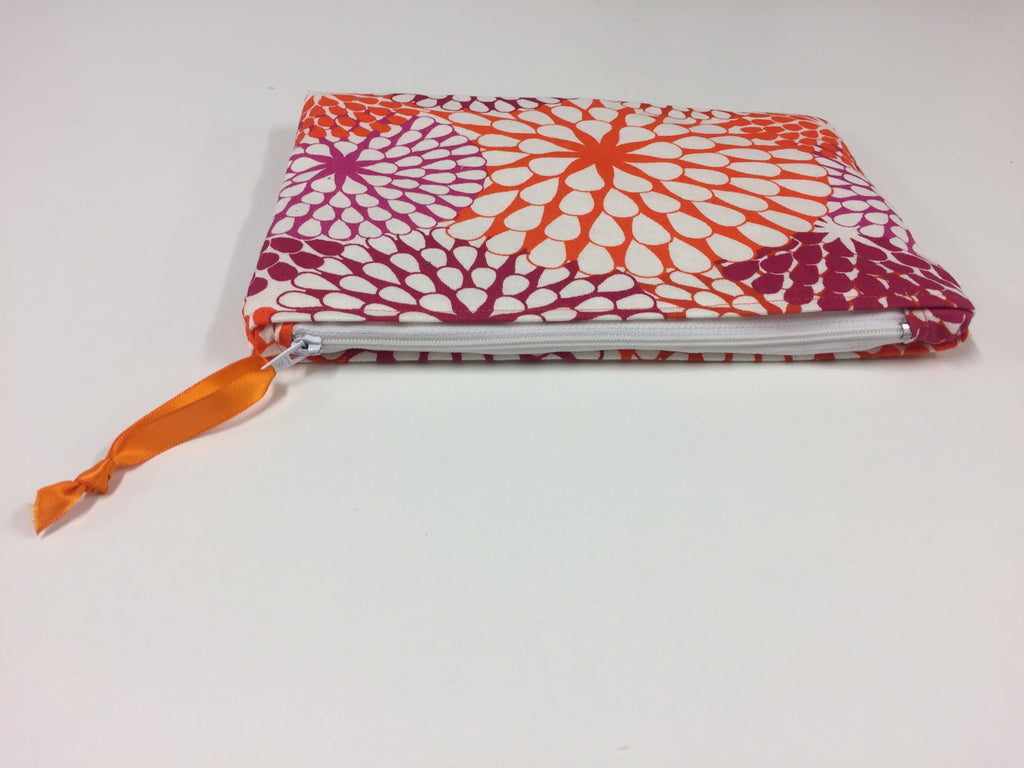 Zip Clutch - Crimson Orange Pattern