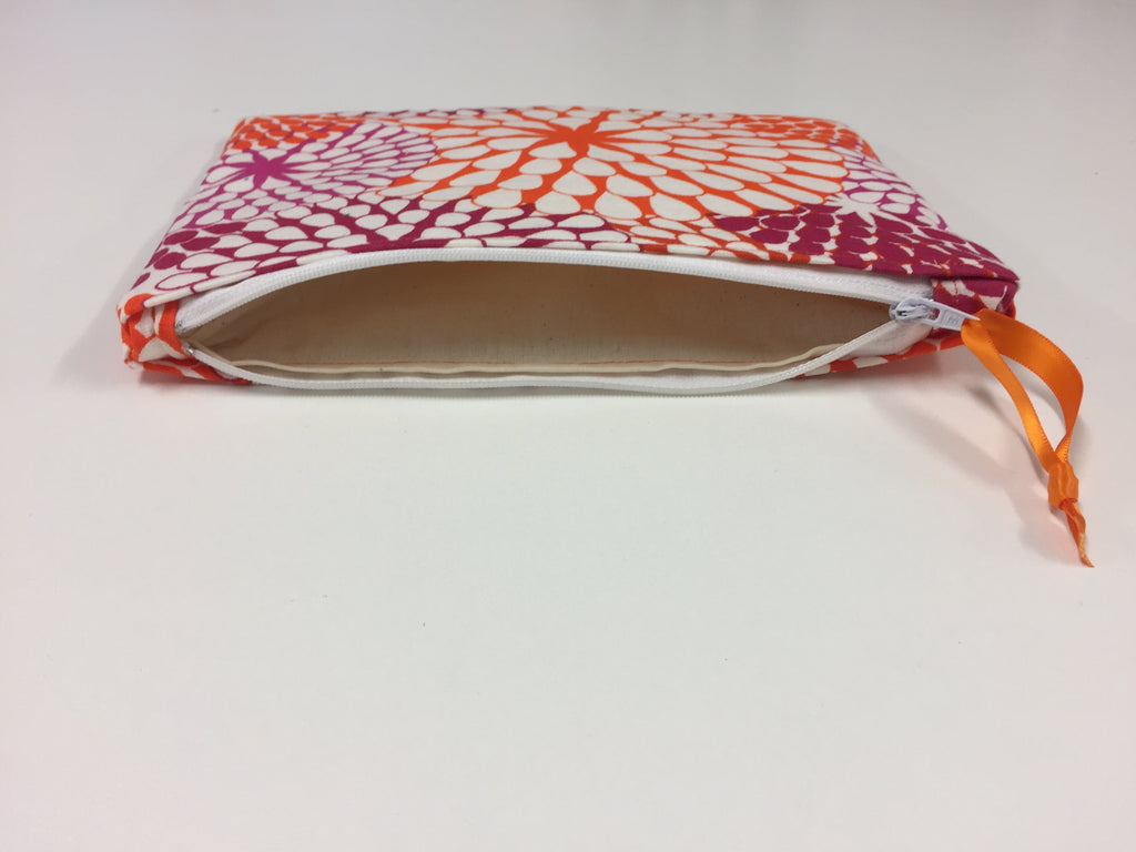 Zip Clutch - Crimson Orange Pattern
