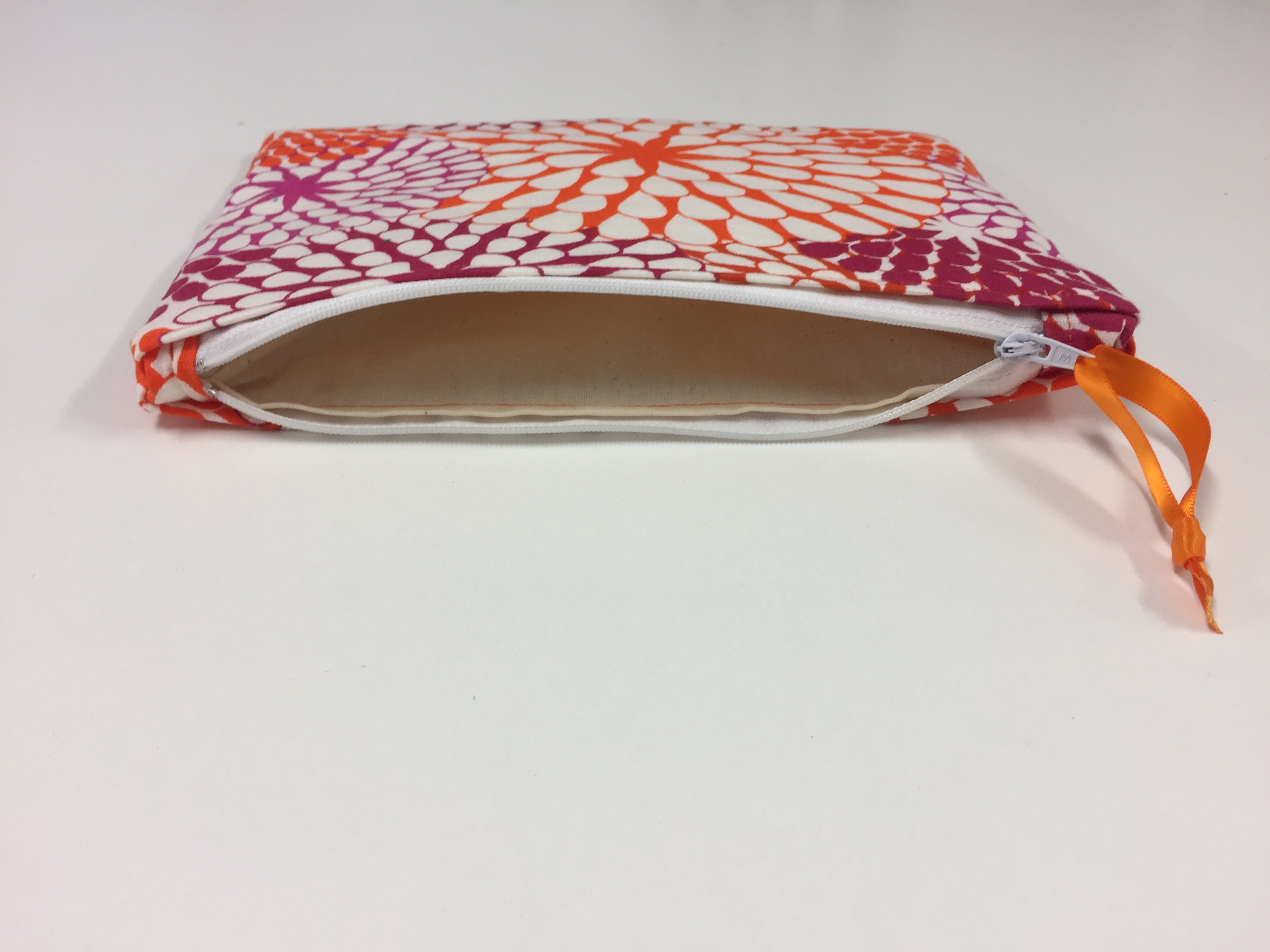 Zip Clutch - Crimson Orange Pattern
