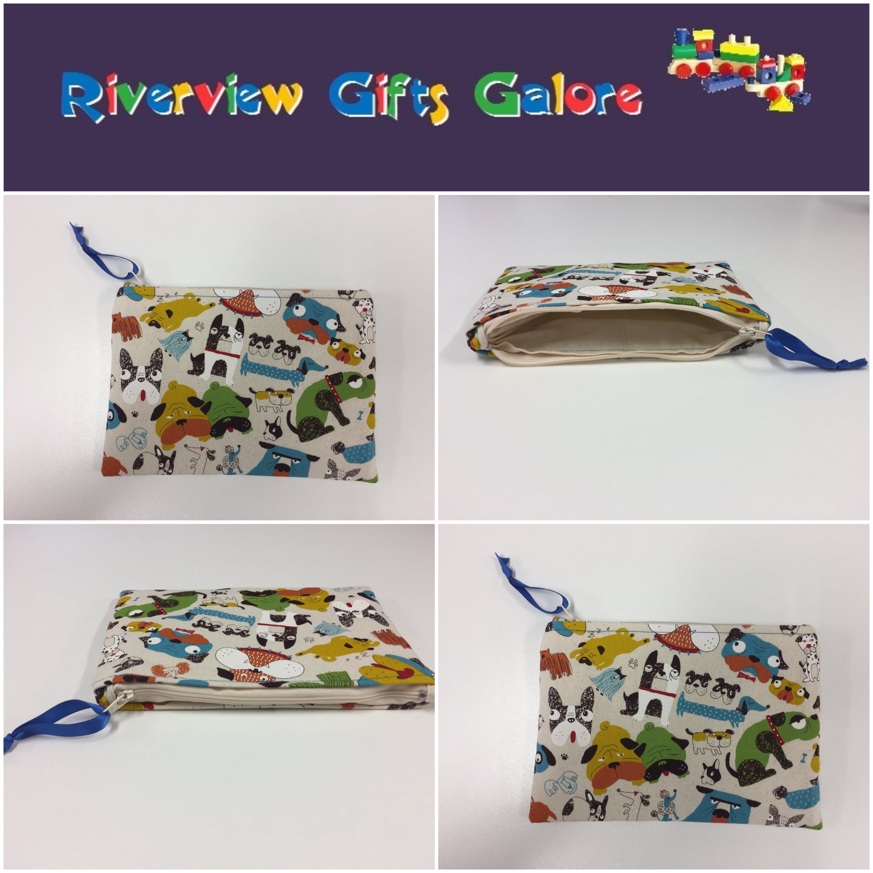 Zip Clutch - Dogs Cream
