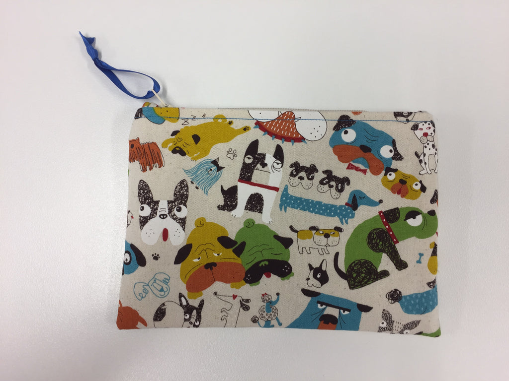 Zip Clutch - Dogs Cream