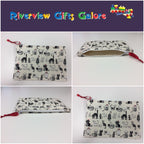 Zip Clutch - Cats White