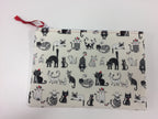 Zip Clutch - Cats White