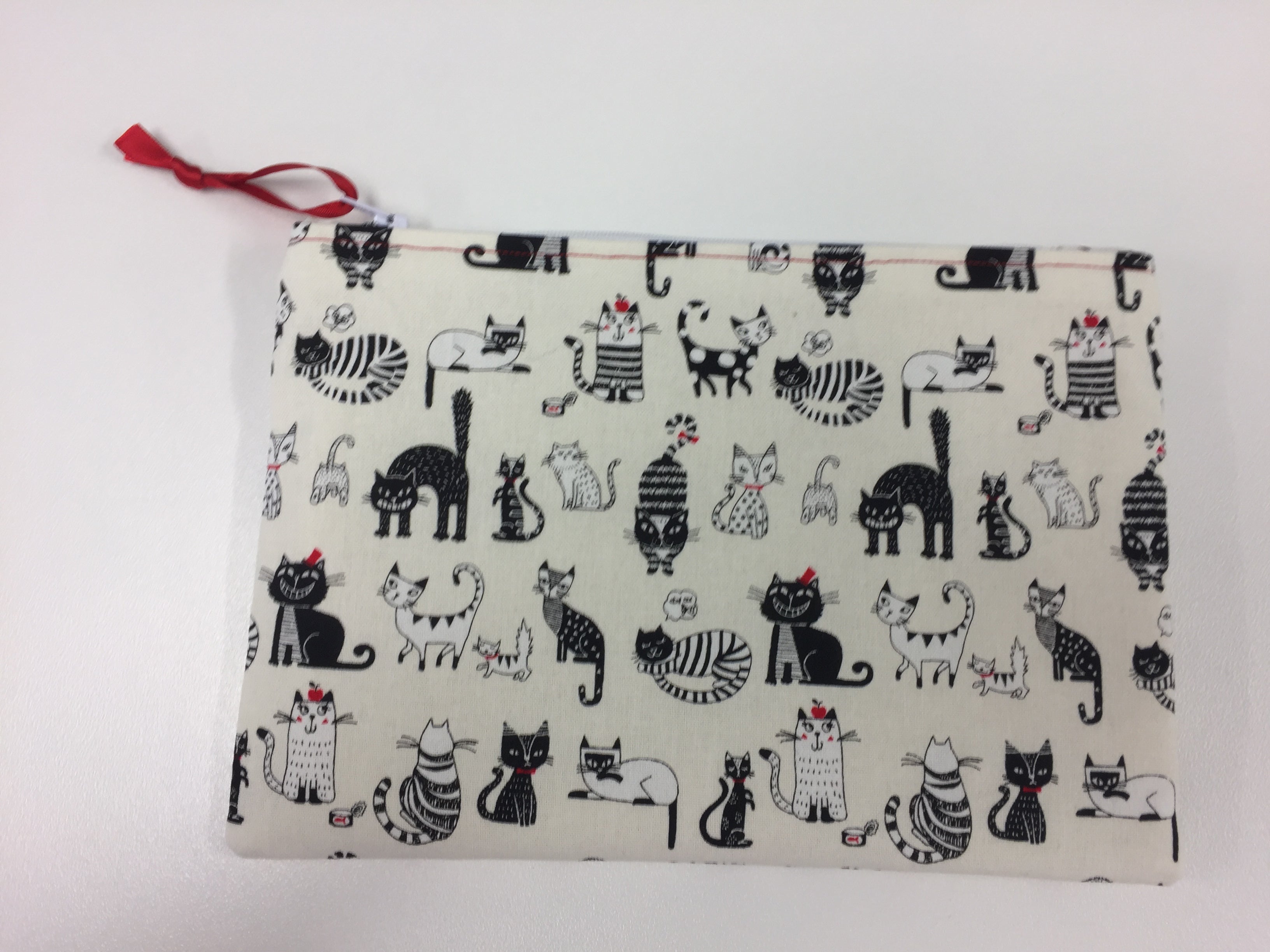 Zip Clutch - Cats White