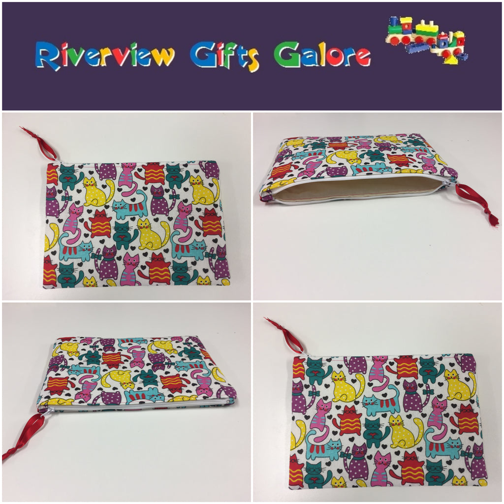 Zip Clutch - Multi Coloured Cats