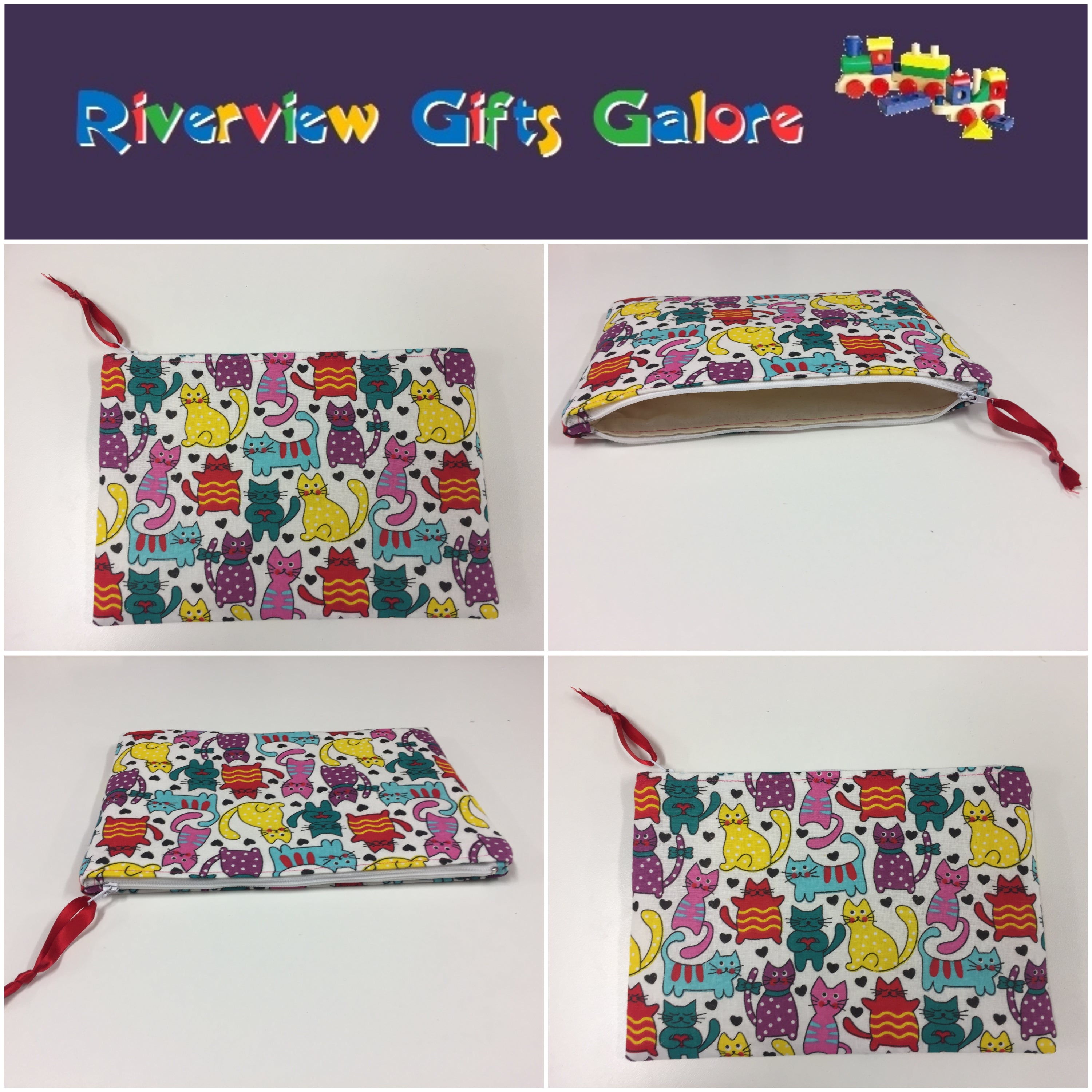 Zip Clutch - Multi Coloured Cats