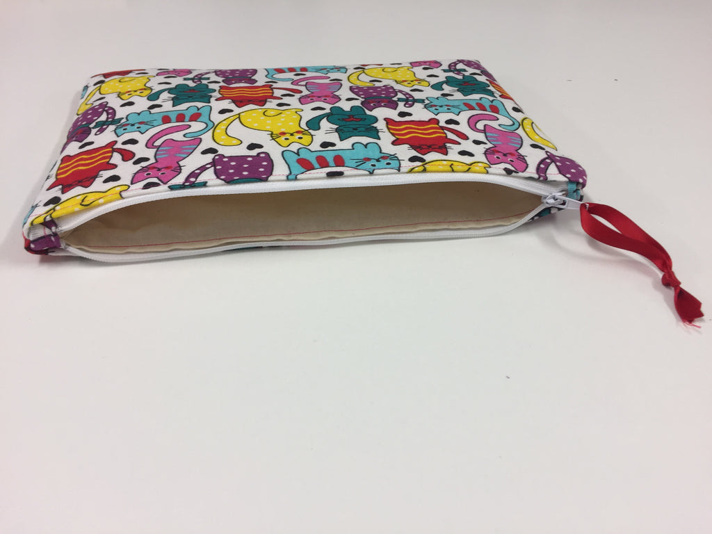 Zip Clutch - Multi Coloured Cats
