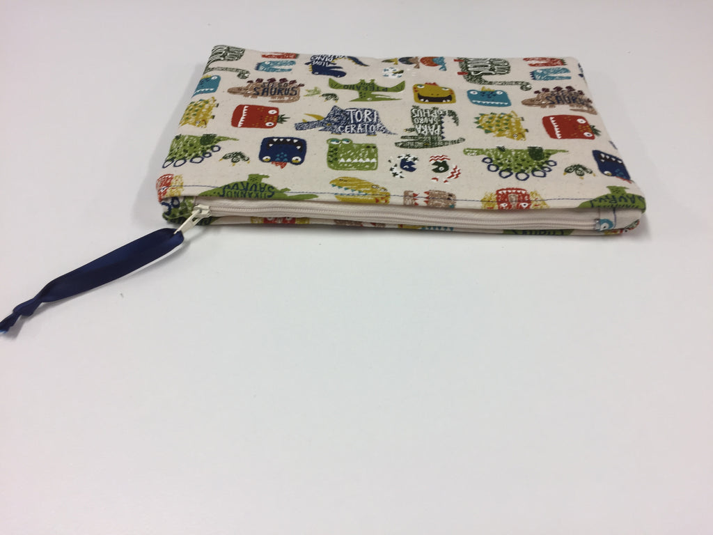 Zip Clutch - Dinosaur Cream