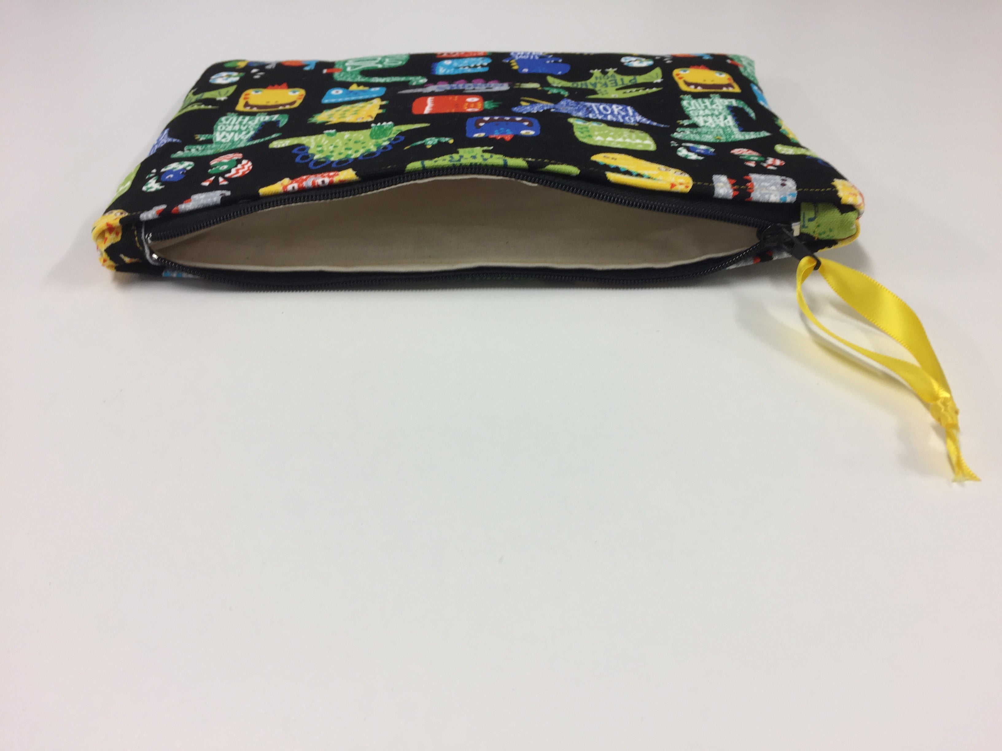 Zip Clutch - Dinosaur Black