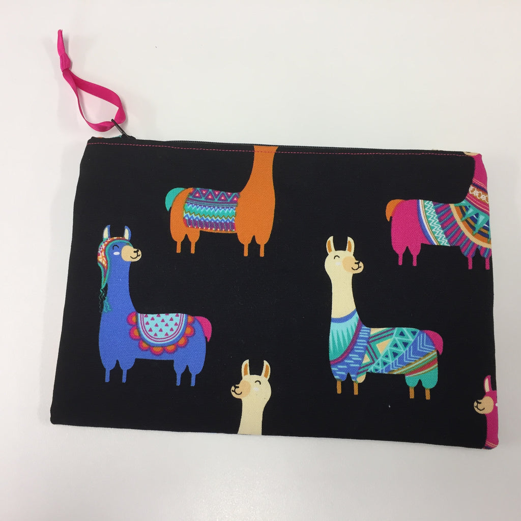 Zip Clutch - Llamas Black