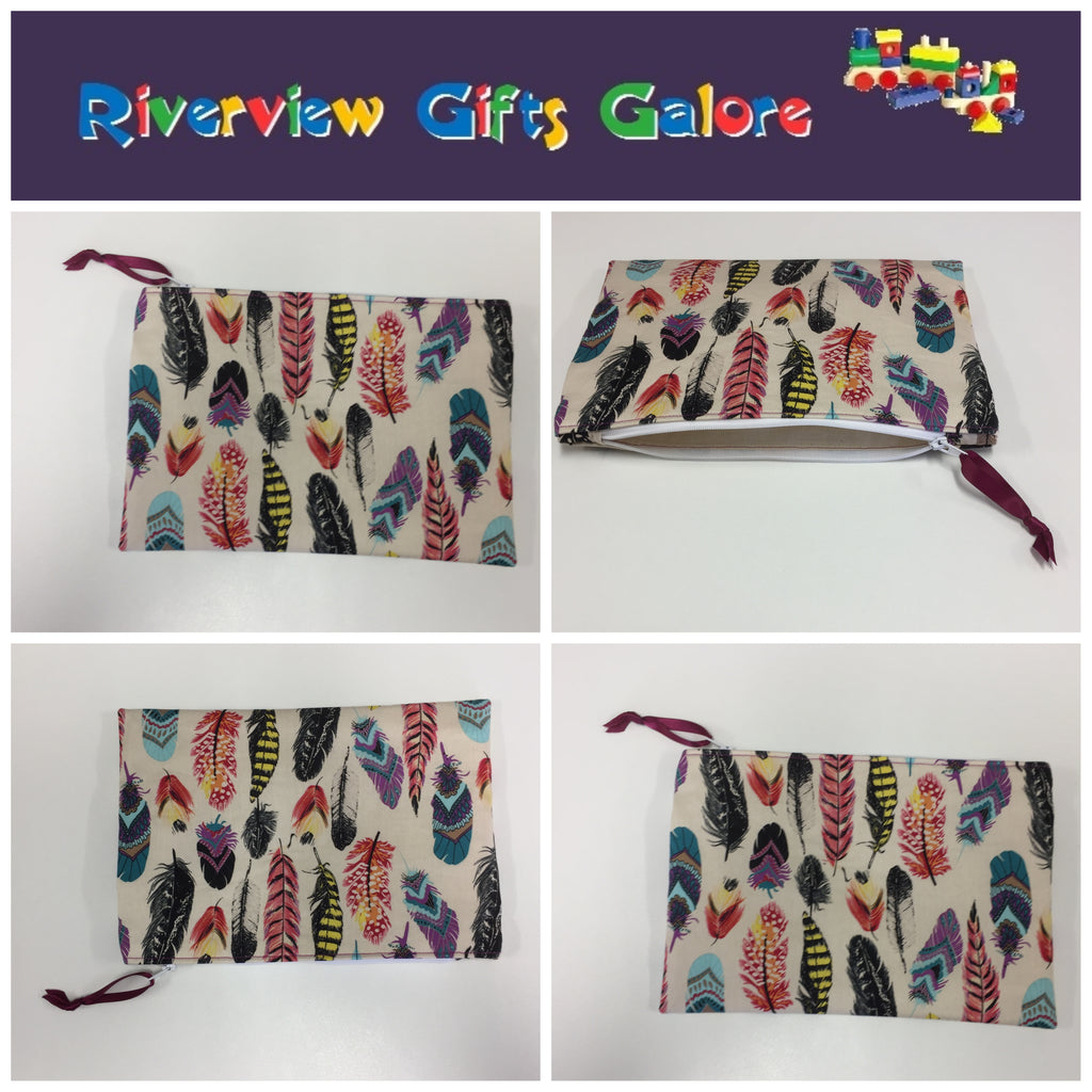 Zip Clutch - Feathers