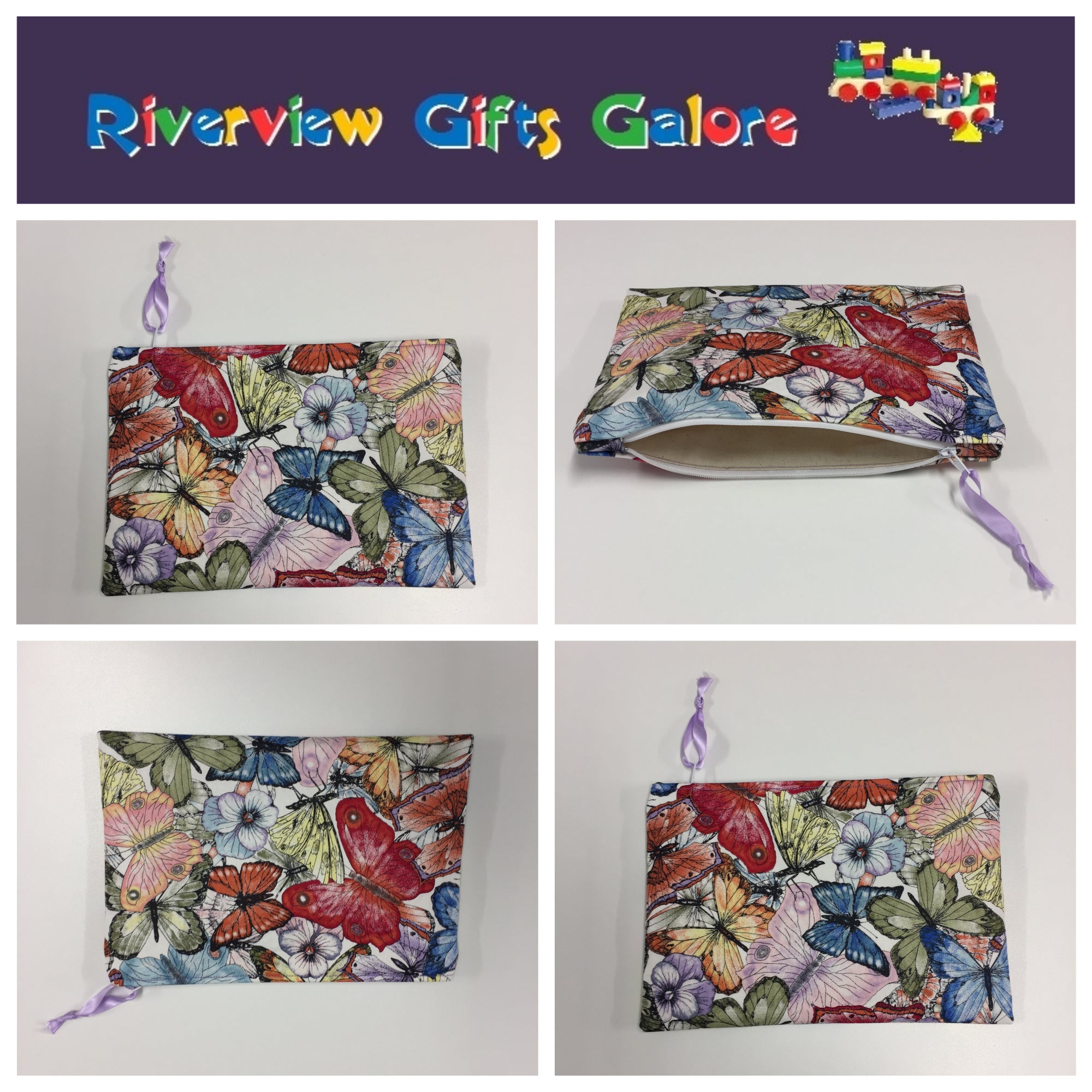 Zip Clutch - Pastel Butterfly