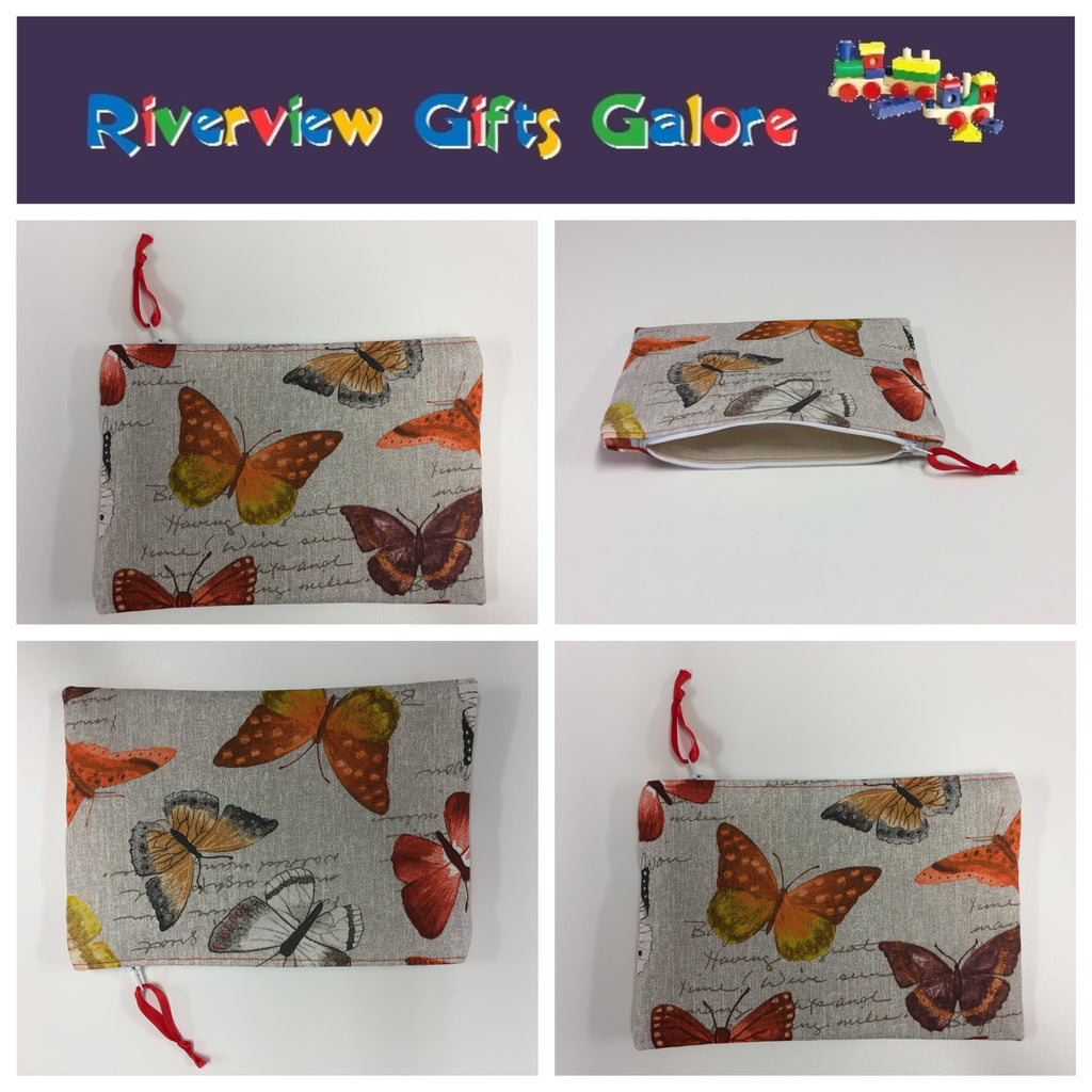 Zip Clutch - Orange Butterfly