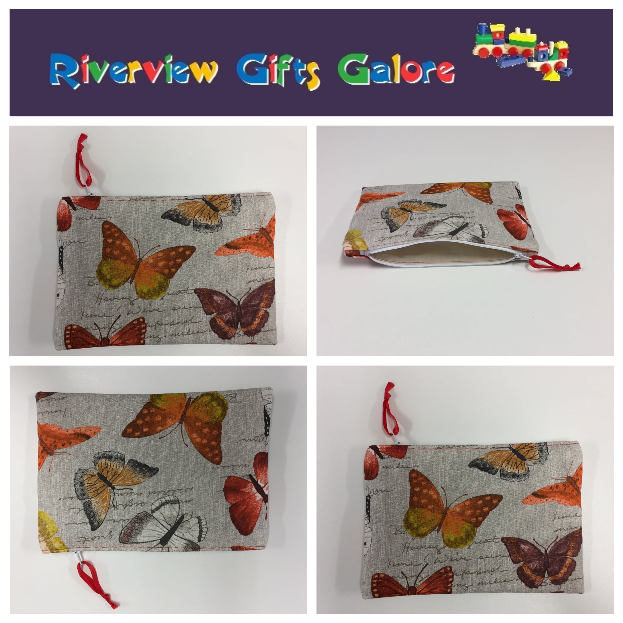 Zip Clutch - Orange Butterfly