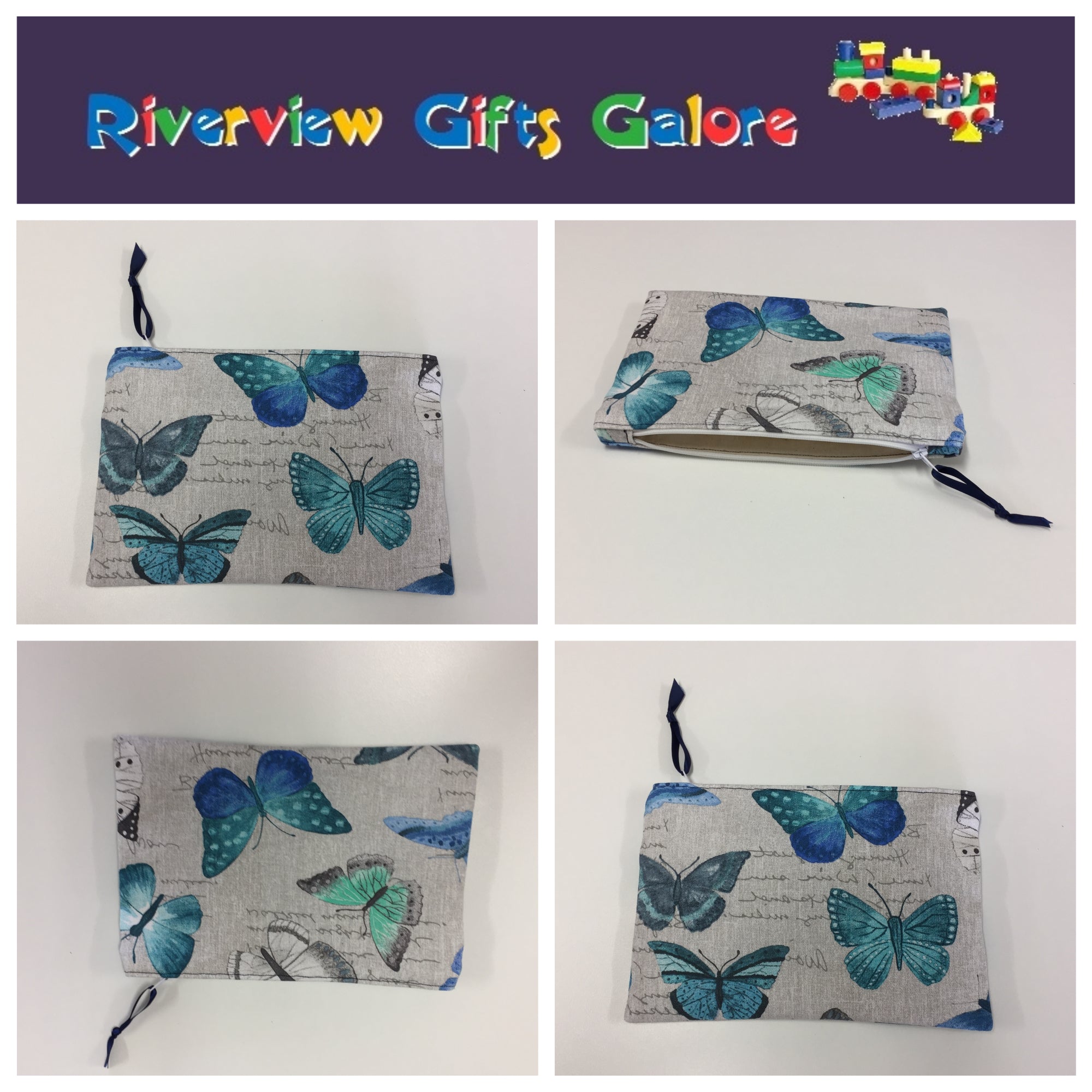 Zip Clutch - Blue Butterfly