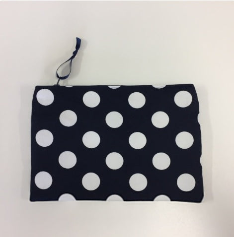 Zip Clutch - Navy Spot