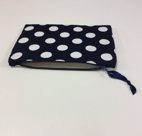 Zip Clutch - Navy Spot