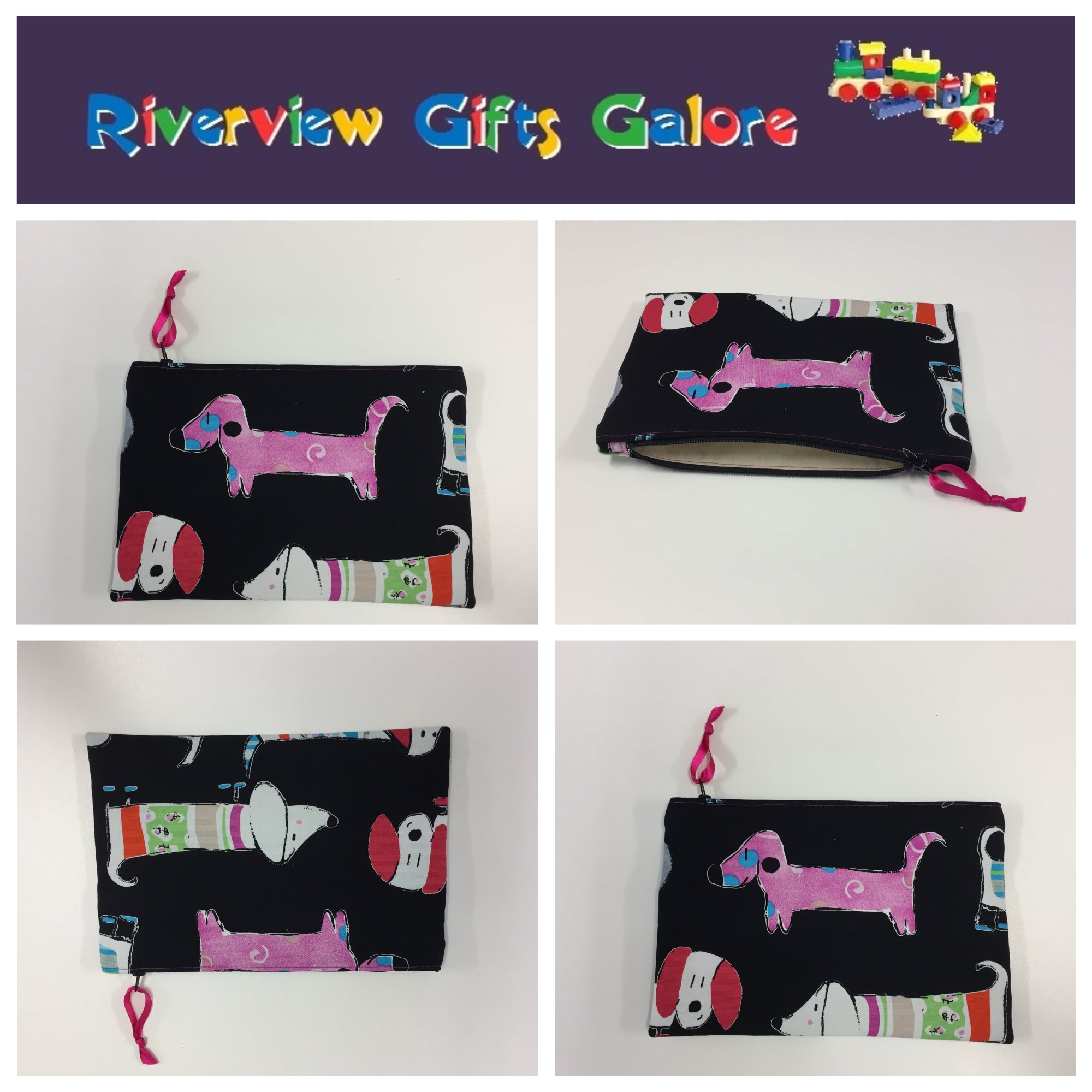 Zip Clutch - Dogs Black