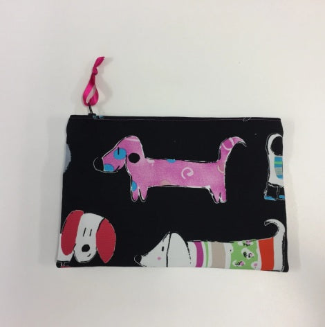 Zip Clutch - Dogs Black