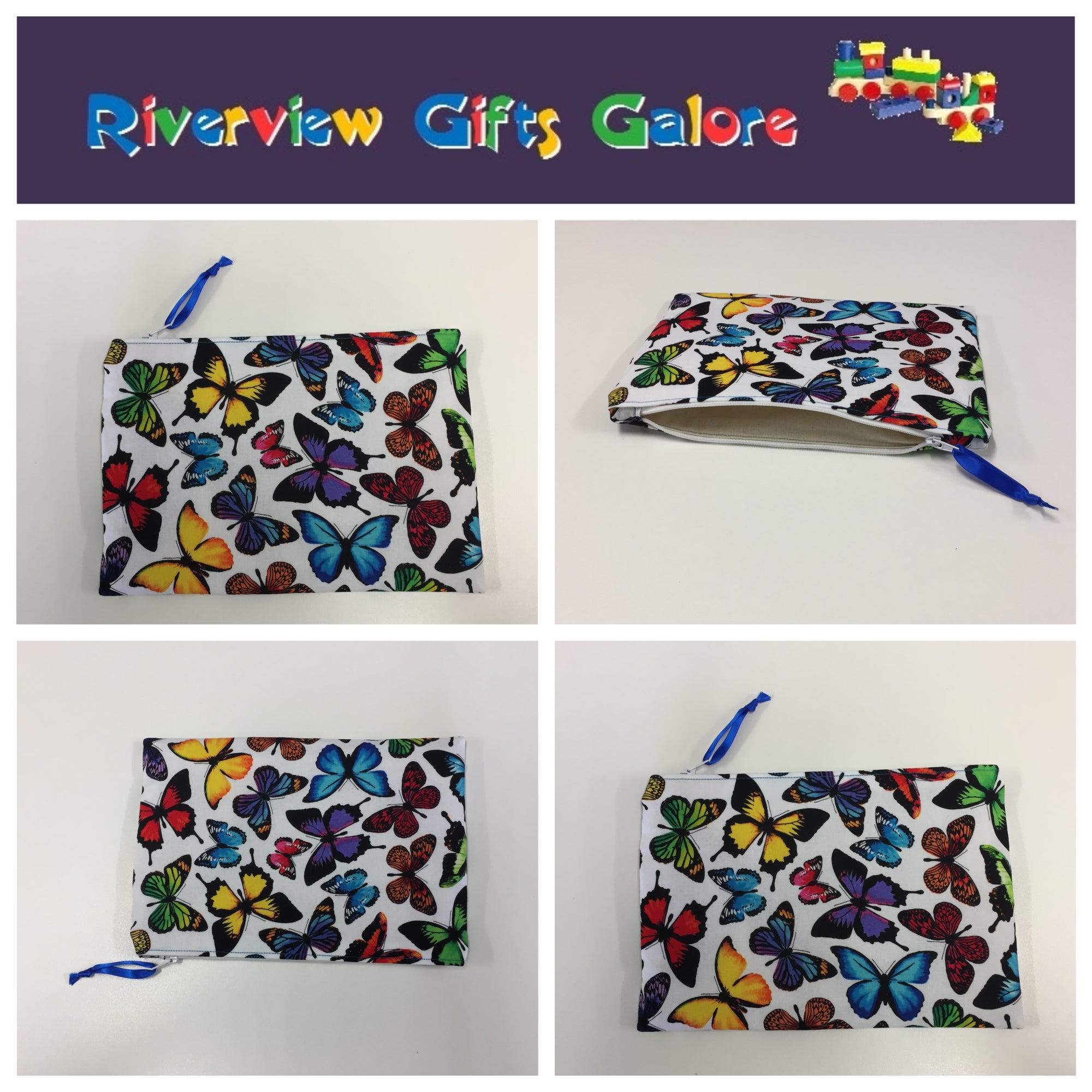 Zip Clutch - Butterflies Bright