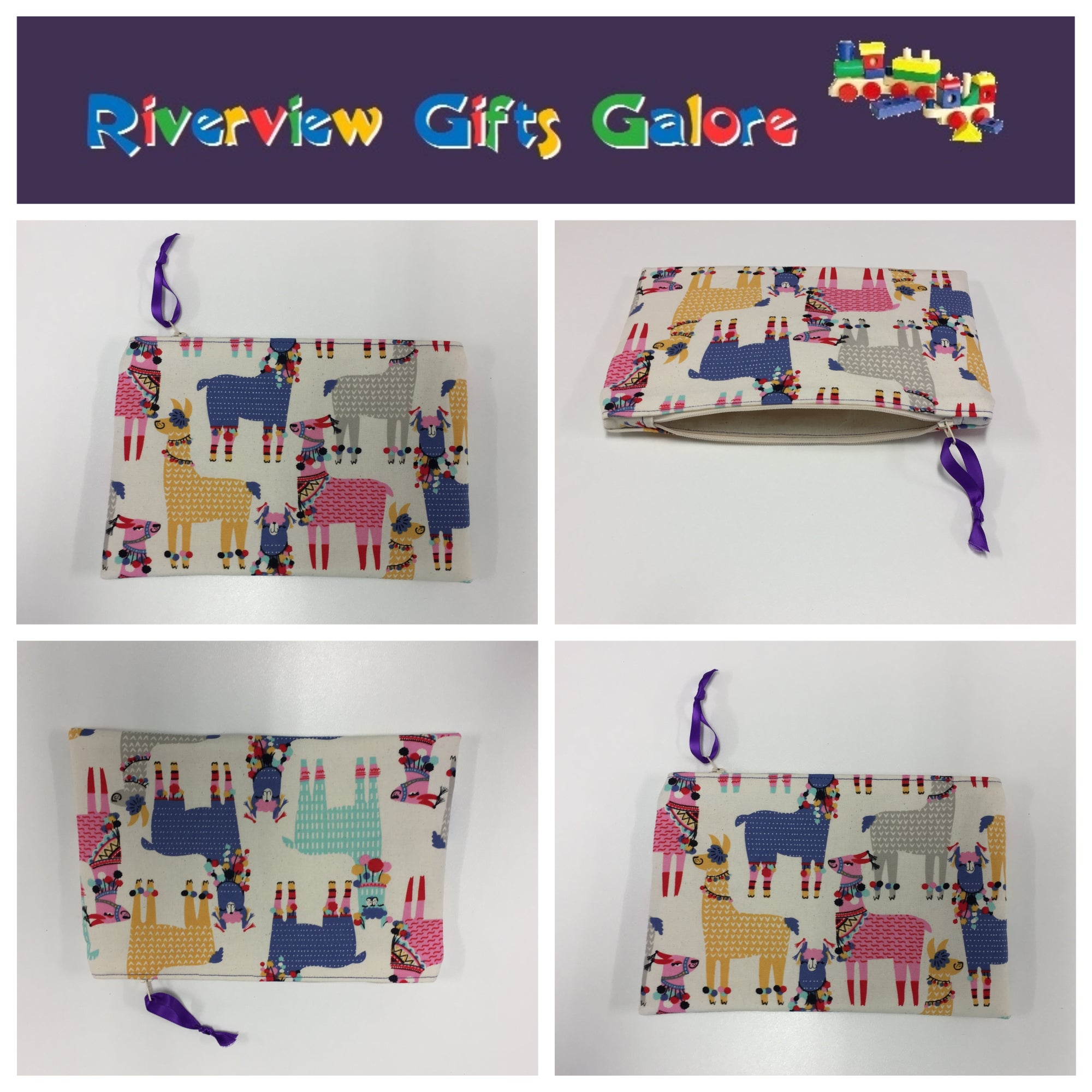 Zip Clutch - Llamas Cream