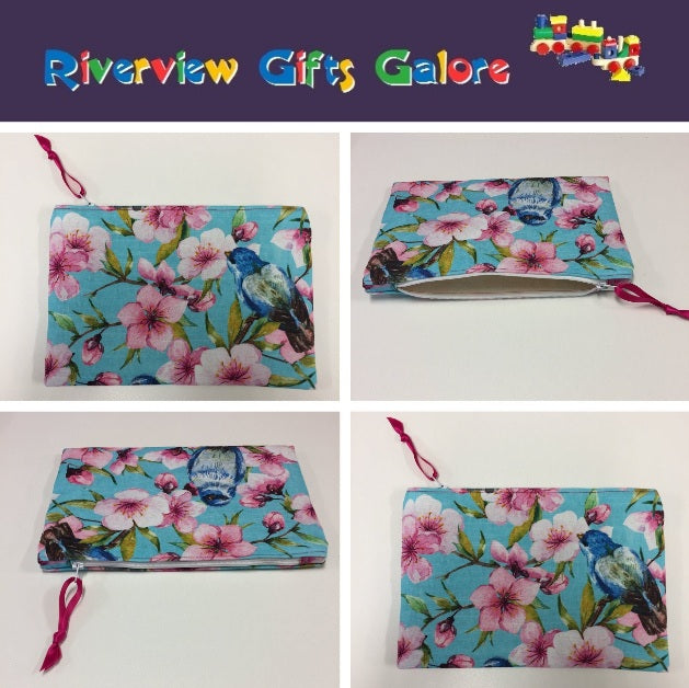 Zip Clutch - Blue Birds