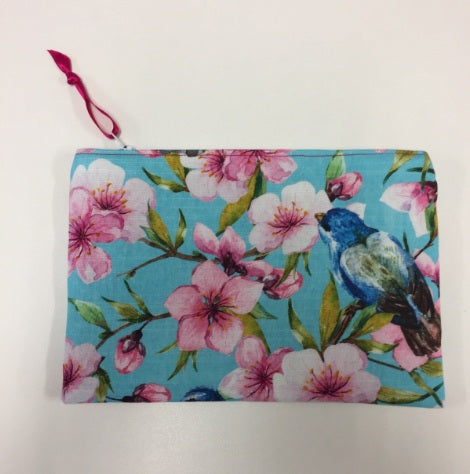 Zip Clutch - Blue Birds