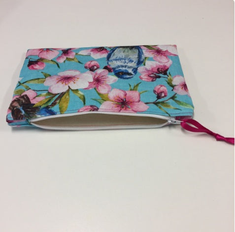 Zip Clutch - Blue Birds