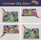 Zip Clutch - Multi-Coloured Leaves