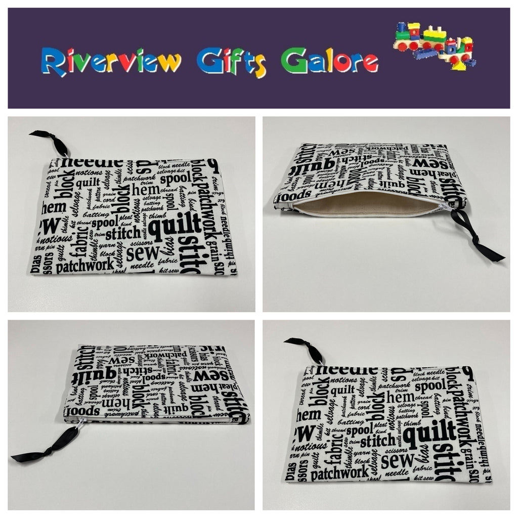 Zip Clutch - Sewing Words on White
