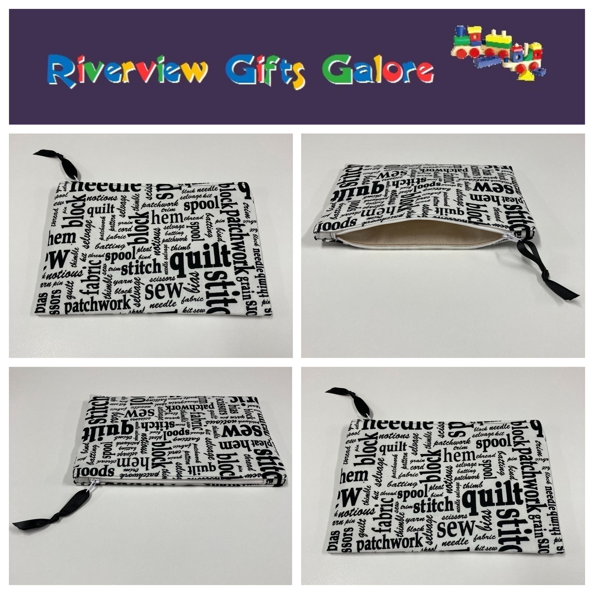 Zip Clutch - Sewing Words on White