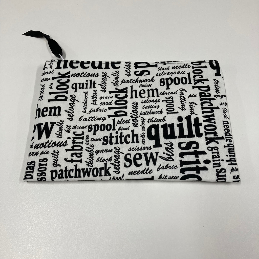 Zip Clutch - Sewing Words on White