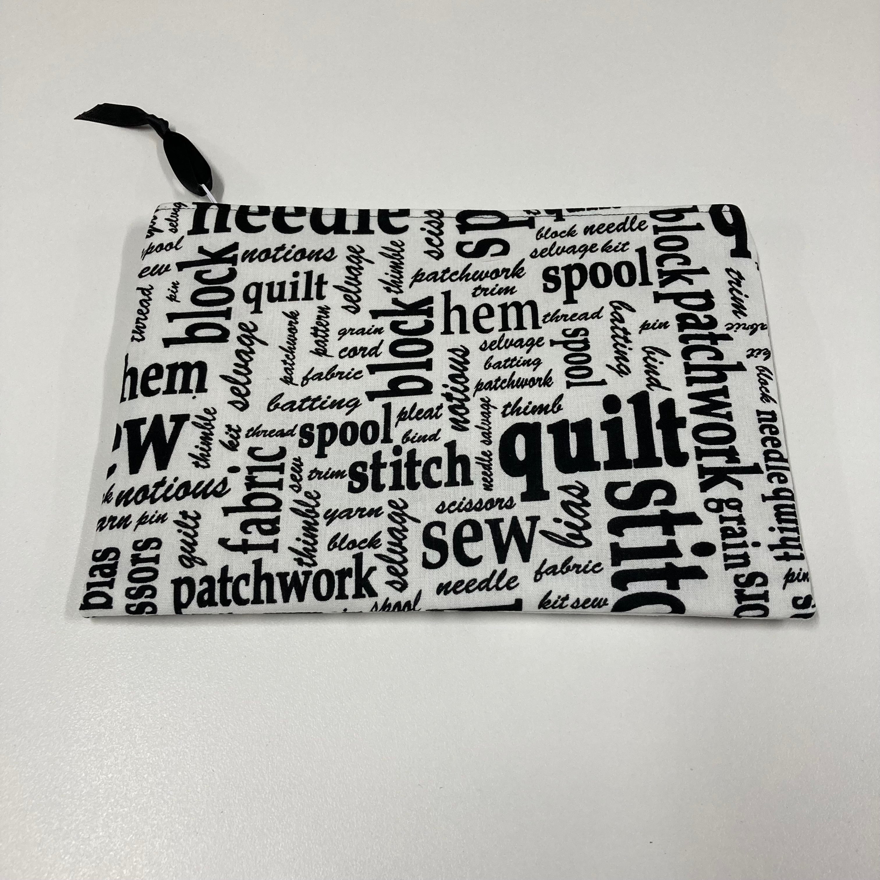 Zip Clutch - Sewing Words on White