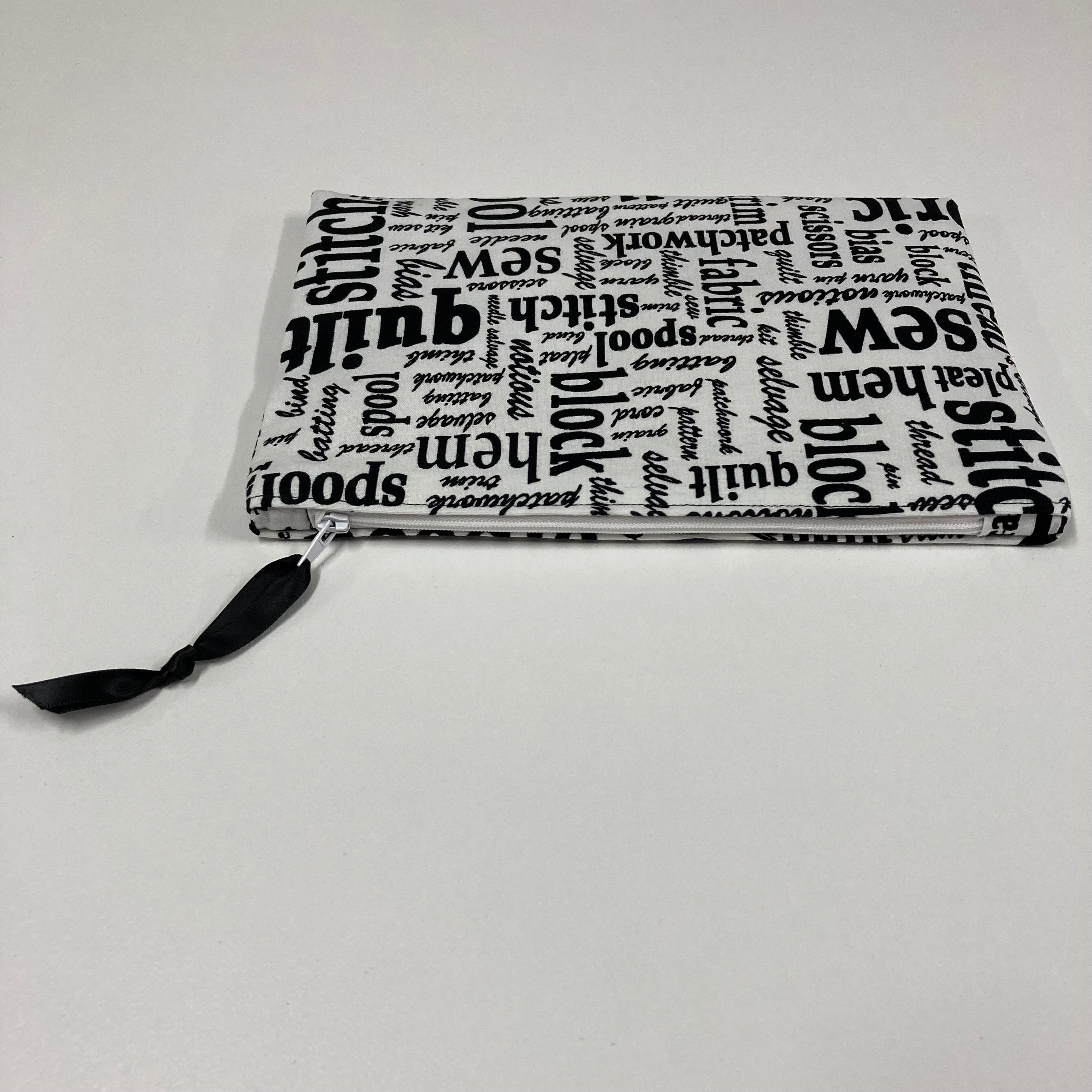 Zip Clutch - Sewing Words on White